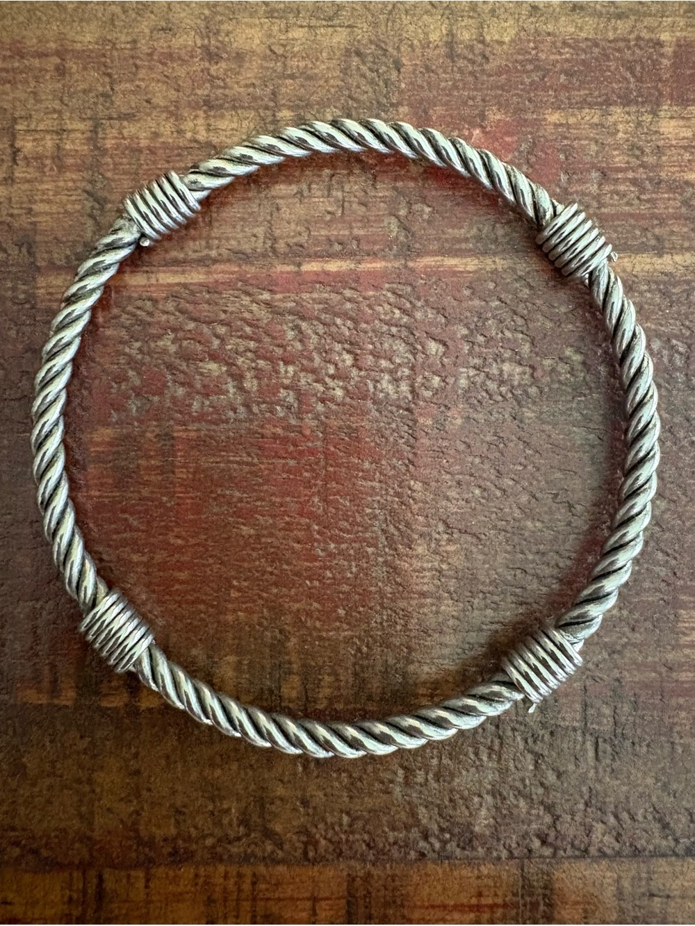 Sterling-Tone Twisted Rope Bangle Bracelet - Silver